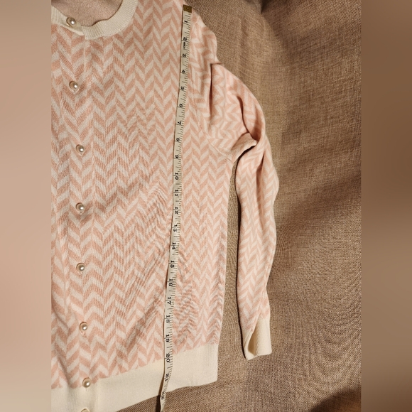 Pink and White Chevron Cardigan - Picture 8 of 15